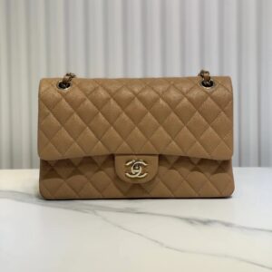 CC Beige Caviar Medium Flapbag